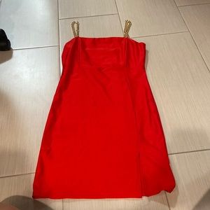 Red chained dress